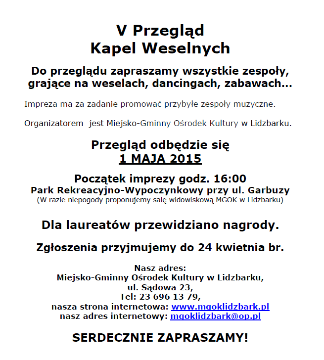 V Przegląd Kapel Weselnych