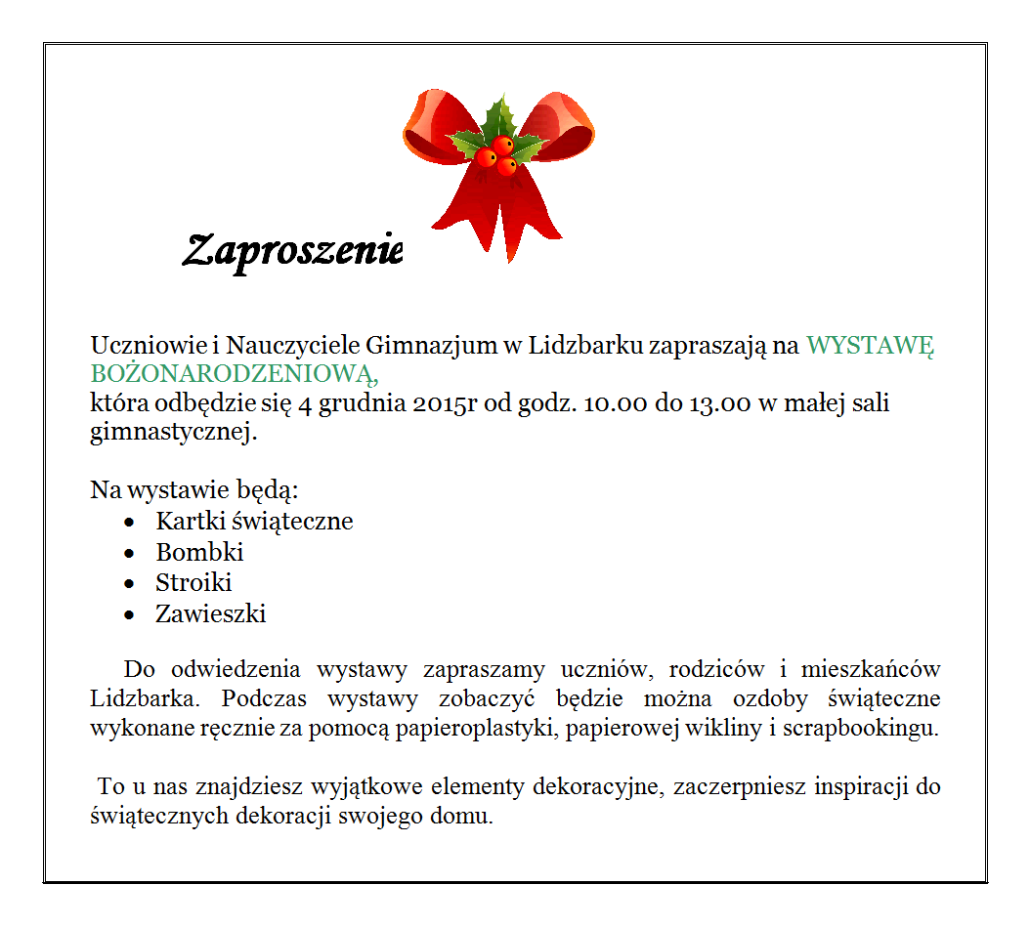 zaproszenie gim