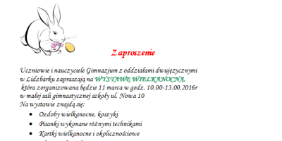 Zapraszamy na wystawę wielkanocna w gimnazjum