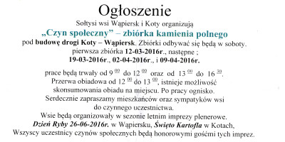 "Czyn społeczny" - zbiórka kamienia polnego