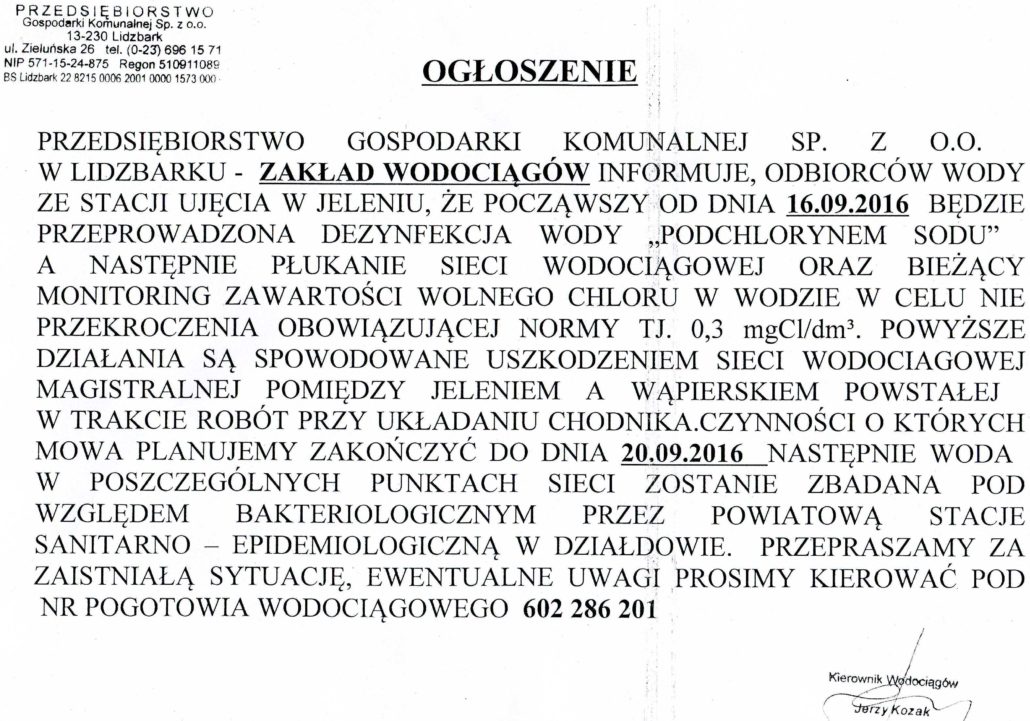 PGK wodociągi Jeleń