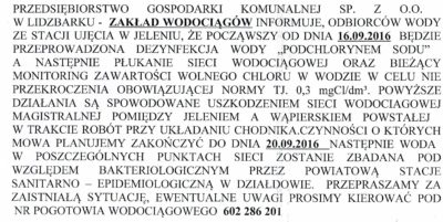 Uwaga mieszkańcy Jelenia i Wąpierska. Nastąpią utrudnienia w dostarczaniu wody.