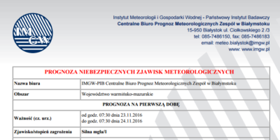 Prognoza niebezpiecznych zjawisk meteorologiczych