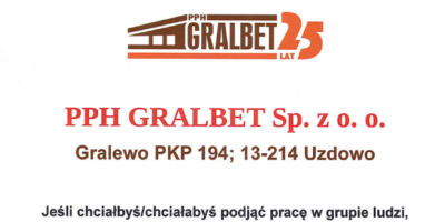 Firma GRALBET poszukuje pracowników!