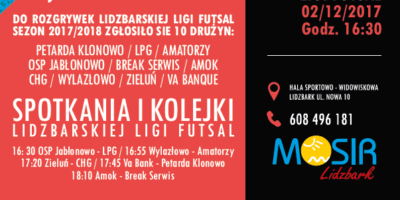 Zapraszamy na I kolejkę tegorocznej ligi halowej piłki nożnej