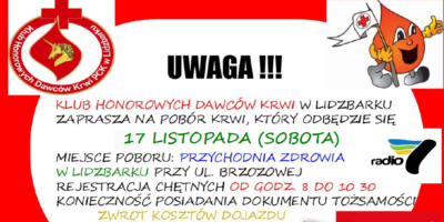 Zapraszamy do udziału w akcji poboru krwi