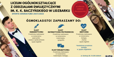 Liceum w Lidzbarku serdecznie zaprasza uczniów klas 8 do kontynuowania nauki w Lidzbarskim Liceum.