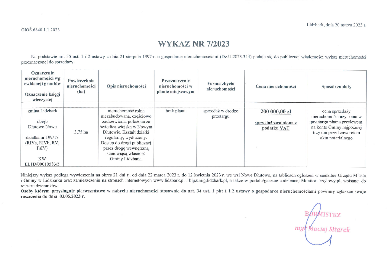 Nieruchomość gruntowa do sprzedaży - Nowe Dłutowo