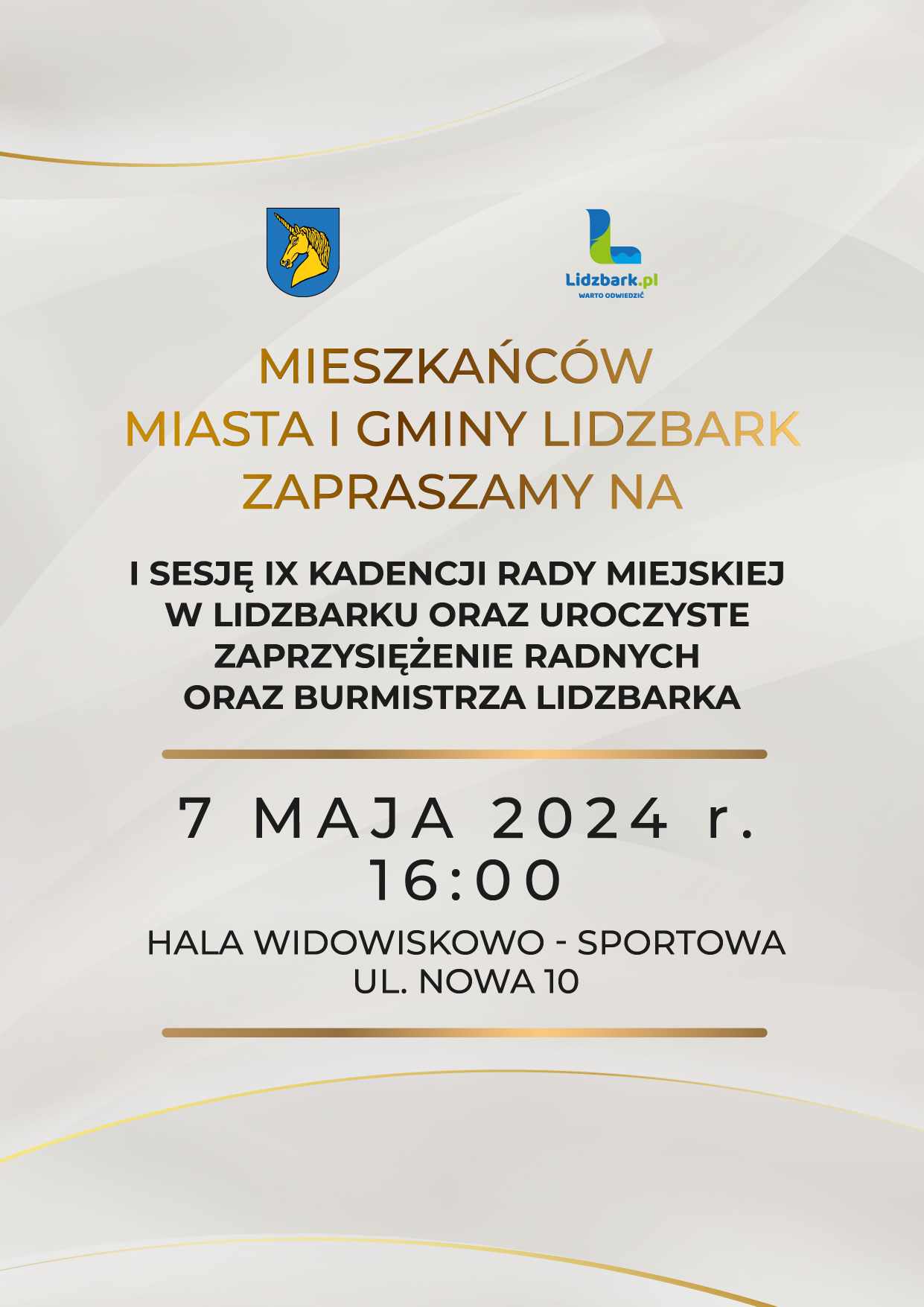 Zaproszenie na I sesję IX Kadencji Rady Miejskiej w Lidzbarku