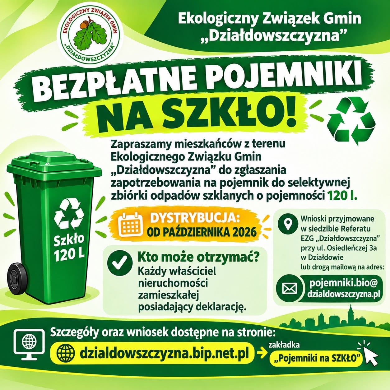 Bezpłatne pojemniki na odpady szklane